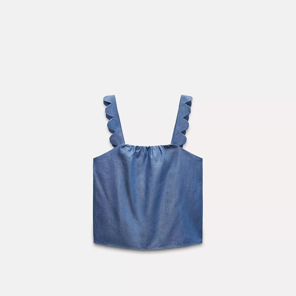 Scalloped strap denim tank- size M - Picture 1 of 1
